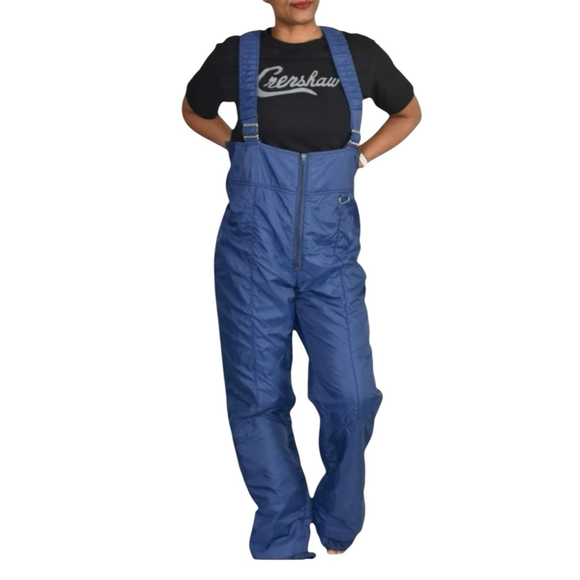 Men's White Stag Bib Overall Snow Pants Suspender Jumpsuit Blue Snow Suit Sz 38 - Picture 1 of 12